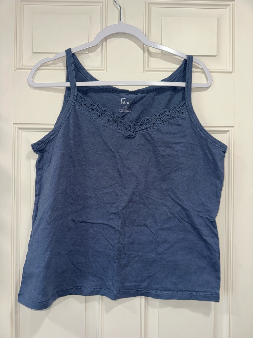 Indigo Blue Lace-Trim Tank Top